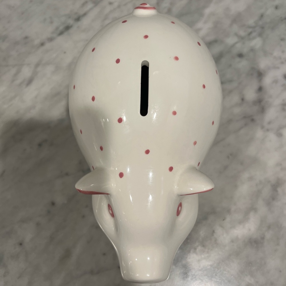 Tiffany & Co Ceramic Piggy Bank with Pink Polka Dots - Picture 3 of 4
